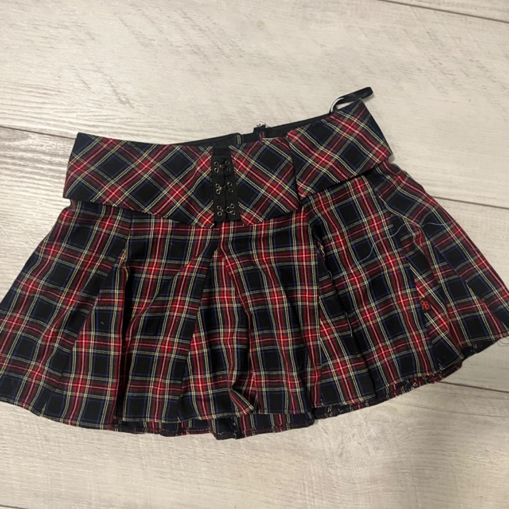 Tripp NYC Plaid Mini Skirt - Red, Black, Yellow